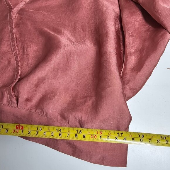 Free People Midnight Vibes Pink Satin Blend V-Neck Blouse Dolman Women's Medium - Picture 7 of 11
